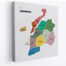 Harita Sepeti Çanakkale  Ili ve Ilçeler Haritası  Dekoratif Kanvas Tablo 1310