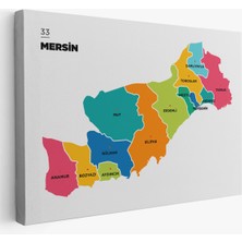 Harita Sepeti Mersin Ili ve Ilçeler Haritası  Dekoratif Kanvas Tablo 1418