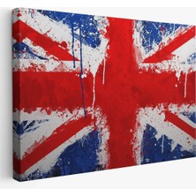 Harita Sepeti Ingiltere Bayrağı Duvar Sanatı Kanvas Tablo, Ev ve Ofis DEKORU-5401