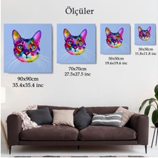 Harita Sepeti Renkli Kedi Kafası Dekoratif Kanvas TABLO-5815