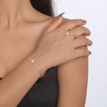 Takıconcept Kristal Taşlı Su Yolu Şahmeran Bileklik Gümüş Renk Parlak Zirkon Taşlı Ayarlanabilir