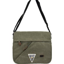 Çanta Yurdu Ççs London 31472 Kanvas Postacı Çanta Evrak Çantası Yeşil