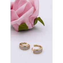 Latif Kuyumcu 14 Ayar Altın Halka Küpe Taşlı Tasarım Kadın Küpe