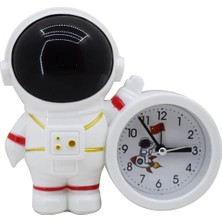 Hediye Sandalı 3D Astronot Çalar Saat Alarmlı Masa Saati Çocuk Odası Siyah