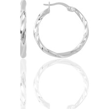 Söğütlü Silver Gümüş 23 mm Şarnel Burgu Halka Küpe SGTL12288RODAJ
