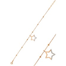 Söğütlü Silver Gümüş Rose Zirkon Taşlı Yıldız Figürlü Top Top Bileklik SGTL12274ROSE