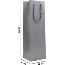 Repro Design Şişe Boy Gümüş Premium Karton Çanta  12 x 35 x 8 cm Karton Poşet 3 Adet