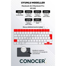 Pistech Macbook Air 2022 13.6 Inc M2 A2681 Uyumlu Türkçe Q Klavye Slim Klavye Koruyucu