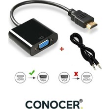 Pistech Playstation Uyumlu HDMI To VGA Çevirici Hdmı Dönüştürücü Kablo (Micro USB Güç ve Aux Kablolu)