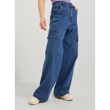 Jjxx Normal Bel Normal Paça Geniş Fit Koyu Mavi Kadın Denim Pantolon Jxtokyo Asha Wıde Hw Jeans Yk Dnm