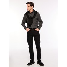 Fabrika Comfort Regular Fit Gömlek Yaka Düz Antrasit Erkek Gömlek FC3WM-GML319