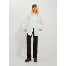 Jjxx Bol Kesim Gömlek Yaka Düz Beyaz Kadın Gömlek Jxmıssıon Ls Oversıze Shırt Noos