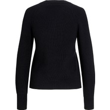 Jjxx Bisiklet Yaka Rahat Düz Siyah Kazak Kadın Jxtılde Crew Neck Knıt