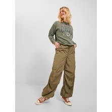 Jjxx Bisiklet Yaka Baskılı Koyu Yeşil Kadın Sweatshırt Jxohıo Rlx Ls Crew Swt