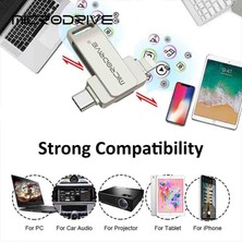 Microdrive 256Gb. İphone Lightning ve Type-C  Flash Bellek Otg Çift Taraflı Metal Sağlam Orjinal