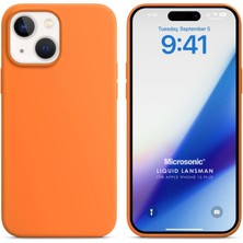 Microsonic Apple iPhone 15 Plus Kılıf Liquid Lansman Silikon Turuncu