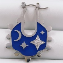 Hena Çelik Silver Lacivert Gece Model Küpe