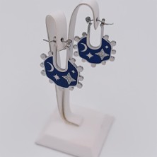 Hena Çelik Silver Lacivert Gece Model Küpe