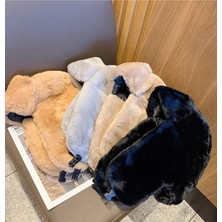 Bahels Camel Peluş Kulaklı Klipsli Bere Pilot Şapka