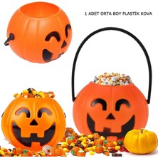 Pandoli Halloween Saplı Balkabağı Plastik Şeker Toplama Kovası Orta 11X8 cm 1 Adet