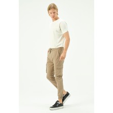 Cekmon Erkek Dar Paça Beli ve Paçası Lastikli Kargo Cepli Pamuklu Jogger Spor Pantolon