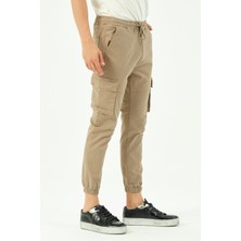 Cekmon Erkek Dar Paça Beli ve Paçası Lastikli Kargo Cepli Pamuklu Jogger Spor Pantolon