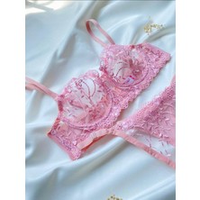 Lumenia Desenli Pembe Sütyen Takımı, Kadın Iç Giyim, Kadın Sexy Iç Çamaşırı,günlük Fantazi Iç Çamaşırı.