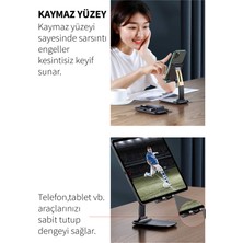 Deilmi Siyah Akıllı Telefon Tablet Uyumlu Kademeli Katlanır Taşınır Esnek Yapılı Masaüstü Telefon Tablet Tutacağı