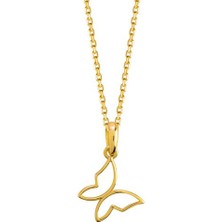 goldkupe 14 Ayar Altın Kelebek Kolye 1,55 gr