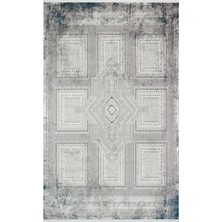 Eko Halı Passage Plz 02 Cream Navy Hav Toz Vermez Yumuşak Dokulu Sık Dokuma Modern Makine Dokuması Halı