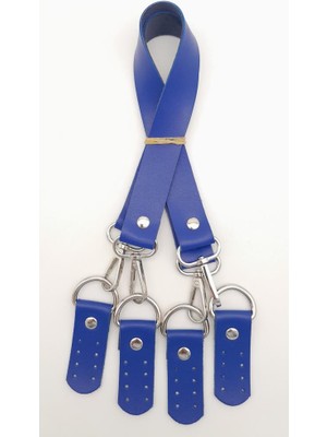 Angel Çanta Aksesuar Suni Deri 55 cm Misu Model Çift Sap Mavi Renk Gümüş Metal