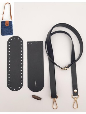 Angel Çanta Aksesuar Suni Deri Ahşap Düğmeli Mini Bag Cep Telefonu Seti Siyah Renk Light Gold Metalli