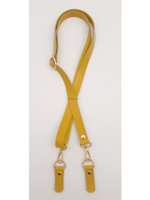 Angel Çanta Aksesuar Gerçek Deri Limon Küfü Renk 2X130 cm Sürgütlü Ayarlanabilir Çanta Sapı Light Gold Metalli