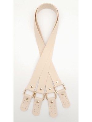 Angel Çanta Aksesuar Karedört Model Suni Deri Krem Renk Çanta Sapı Light Gold Metal