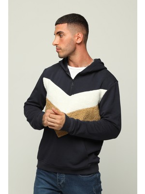 Owut Collection Peluş Detaylı Yaka Fermuarlı Kapüşonlu Sweatshirt