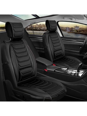 Ack Opel Frontera Uyumlu Yarı Deri Oto Koltuk Kılıfı Ön-Arka Set Anka Siyah