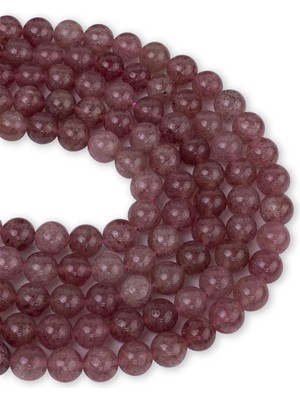Dünya Doğal Taş 8 mm Çilek Kuvars Taşı Dizi