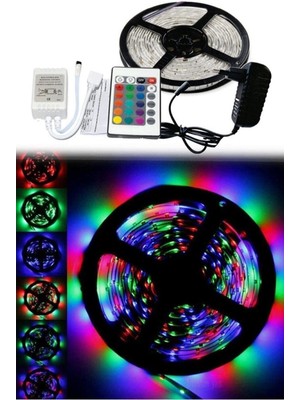 Home Derkor Hediye LED Animasyonlu Tak Çalıştır Rgb Şerit Kumandalı Trafolu Rgb Şerit Işık Aydınlatma 5 Metre Rnkli LED