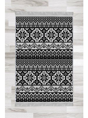 Artızon Halı ART-021 Beyaz Taban Dekoratif Kilim Ince Yıkanabilir Süngerli Dot Taban Salon Halısı