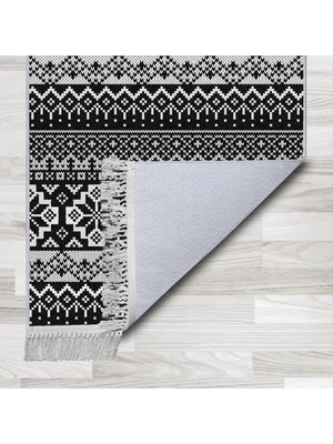 Artızon Halı ART-021 Beyaz Taban Dekoratif Kilim Ince Yıkanabilir Süngerli Dot Taban Salon Halısı