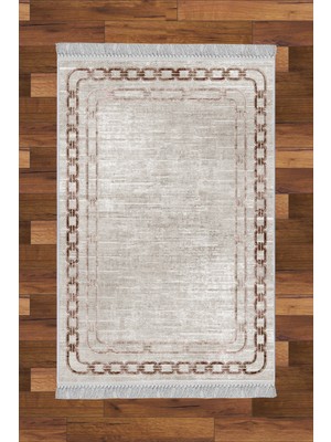 Artızon Halı ART-003 Beyaz Taban Dekoratif Kilim Ince Yıkanabilir Süngerli Dot Taban Salon Halısı