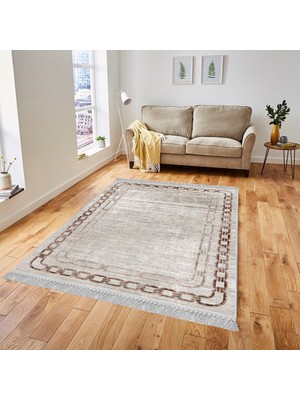 Artızon Halı ART-003 Beyaz Taban Dekoratif Kilim Ince Yıkanabilir Süngerli Dot Taban Salon Halısı