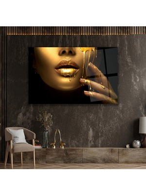 Emya Home Altın Dudak Cam Tablo