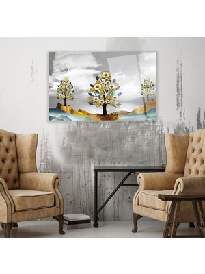 Emya Home Ağaçlar Cam Tablo