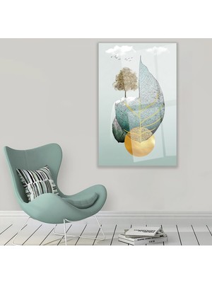 Emya Home Altın Ağaç Cam Tablo