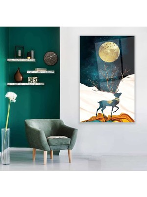 Emya Home Altın Geyik Cam Tablo