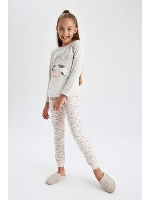 DeFacto Kız Çocuk Baskılı Uzun Kollu Pijama Takımı B3021A823AU