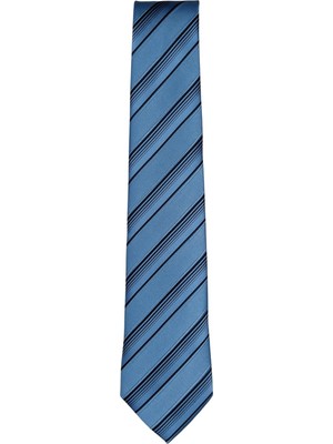 1001 Kravat Lacivert Çizgili Mavi Kravat - 8 cm genişliğinde
