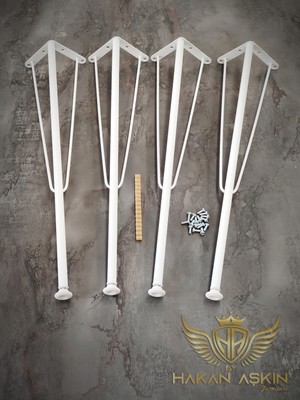 By Hakan Aşkın 70 cm Metal Beyaz Masa Firkete Ayağı ve Takımı 4'lü