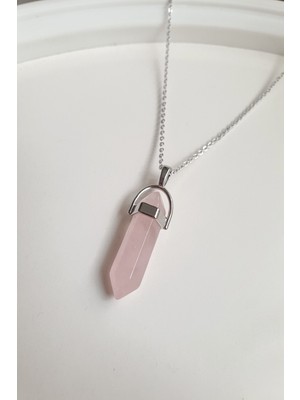 Nelleovana Pembe Kuvars Ametist Çivi Kesim Doğal Taş Kadın Doğal Taş Kolye